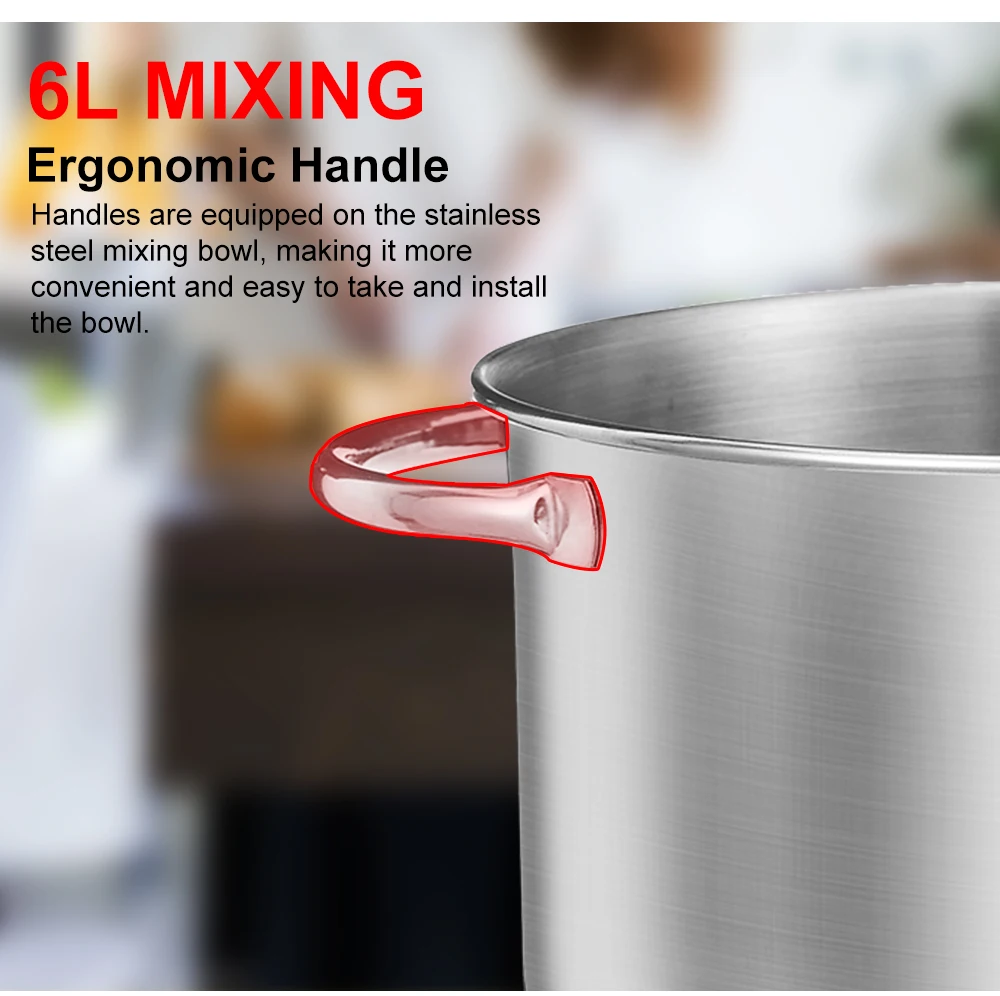 BioloMix Kitchen Food Stand Mixer, Blender, Quiet Motor, Cream Egg Whisk, Whip Dough Kneader, 6-Speed, 1200 W, 6 L, DC BioloMix Kitchen Food Stand Mixer, Blender, Quiet Motor, Cream Egg Whisk, Whip Dough Kneader, 6-Speed, 1200 W, 6 L, DC