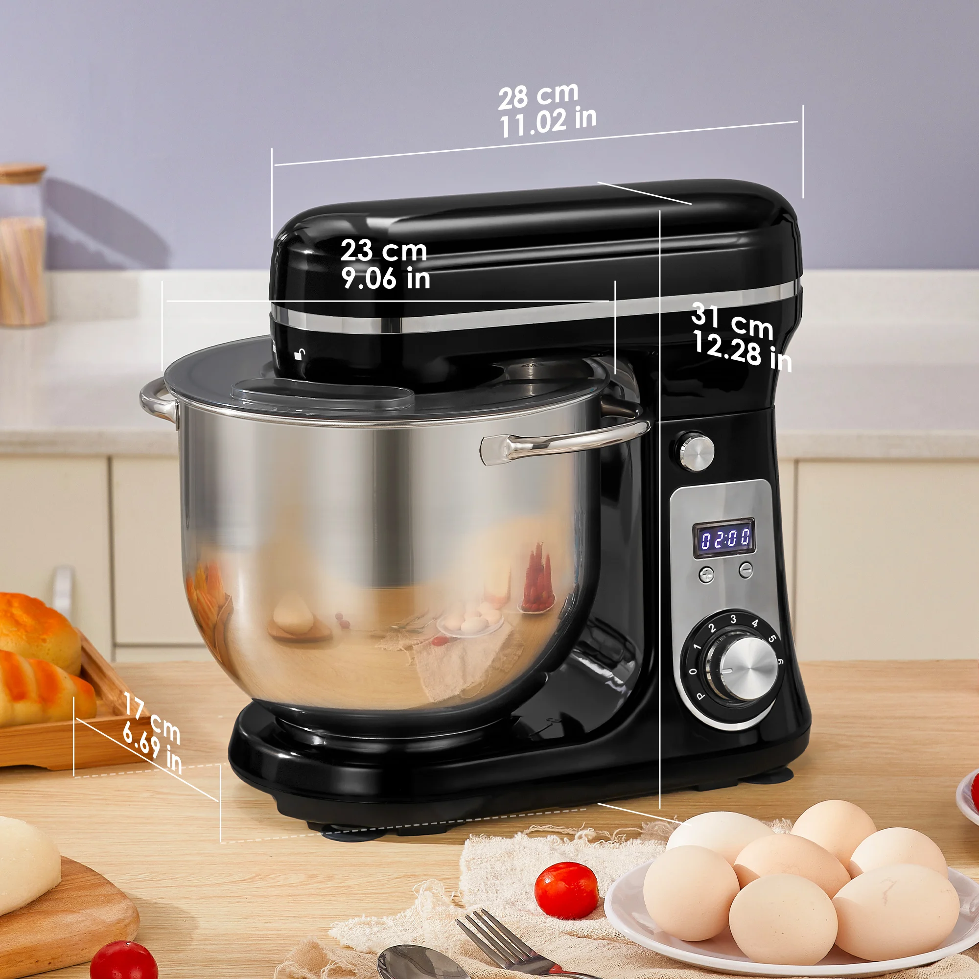 BioloMix Kitchen Food Stand Mixer, Blender, Quiet Motor, Cream Egg Whisk, Whip Dough Kneader, 6-Speed, 1200 W, 6 L, DC BioloMix Kitchen Food Stand Mixer, Blender, Quiet Motor, Cream Egg Whisk, Whip Dough Kneader, 6-Speed, 1200 W, 6 L, DC