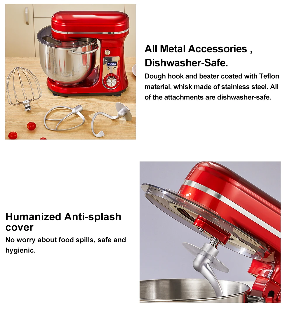 BioloMix Kitchen Food Stand Mixer, Blender, Quiet Motor, Cream Egg Whisk, Whip Dough Kneader, 6-Speed, 1200 W, 6 L, DC BioloMix Kitchen Food Stand Mixer, Blender, Quiet Motor, Cream Egg Whisk, Whip Dough Kneader, 6-Speed, 1200 W, 6 L, DC