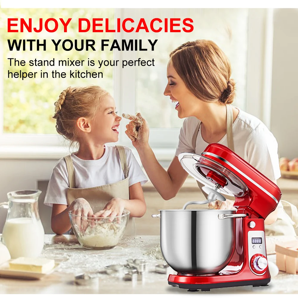 BioloMix Kitchen Food Stand Mixer, Blender, Quiet Motor, Cream Egg Whisk, Whip Dough Kneader, 6-Speed, 1200 W, 6 L, DC BioloMix Kitchen Food Stand Mixer, Blender, Quiet Motor, Cream Egg Whisk, Whip Dough Kneader, 6-Speed, 1200 W, 6 L, DC
