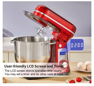 BioloMix Kitchen Food Stand Mixer, Blender, Quiet Motor, Cream Egg Whisk, Whip Dough Kneader, 6-Speed, 1200 W, 6 L, DC - Image 5