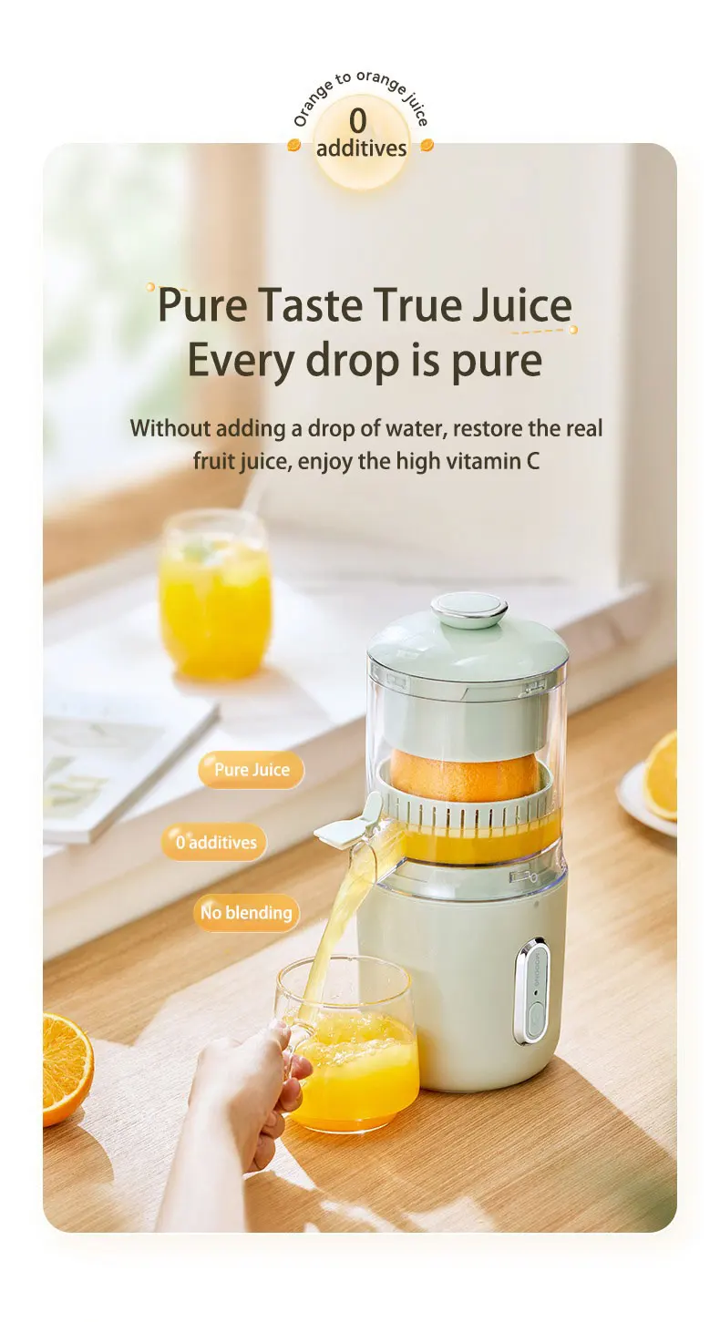 Home Travel 1500mAh Rechargeable Juicer For Lemon Orange Citrus 45W  Wireless Blender Automatic Separation Raw Electric Juicer
