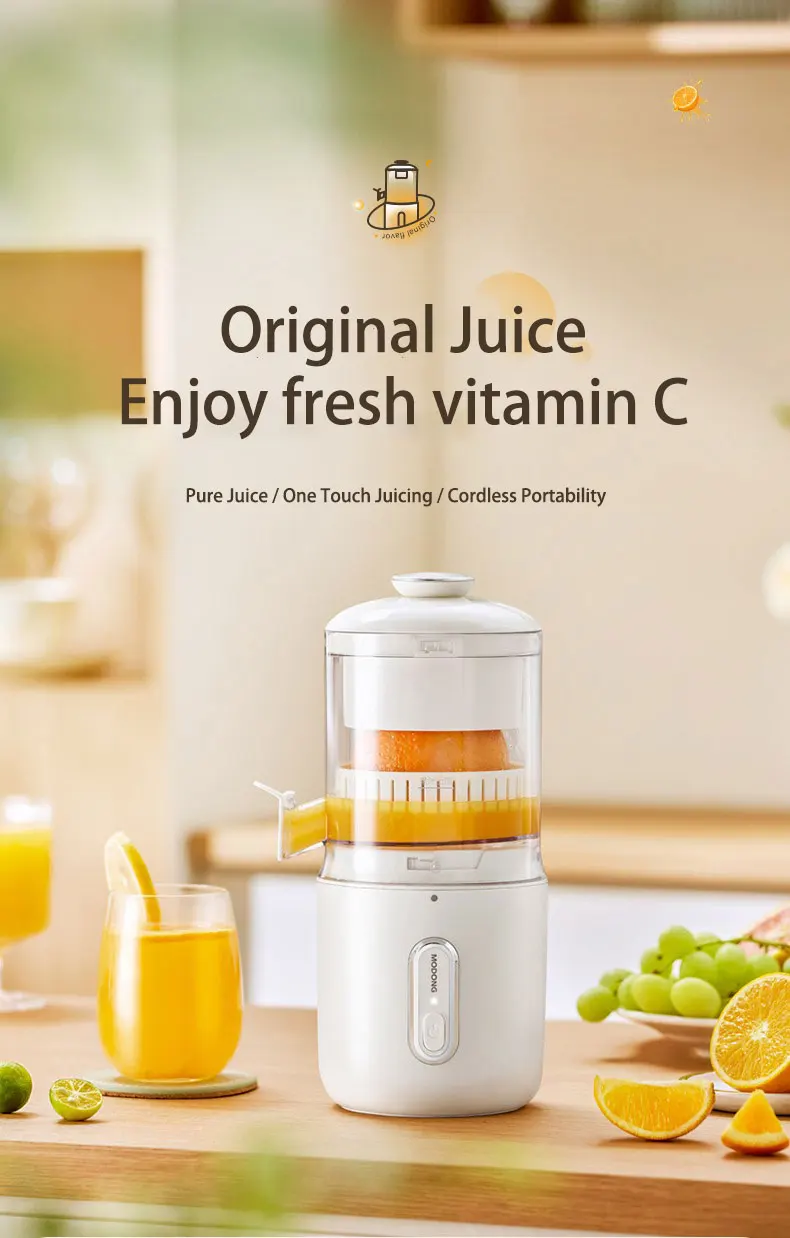 Home Travel 1500mAh Rechargeable Juicer For Lemon Orange Citrus 45W  Wireless Blender Automatic Separation Raw Electric Juicer