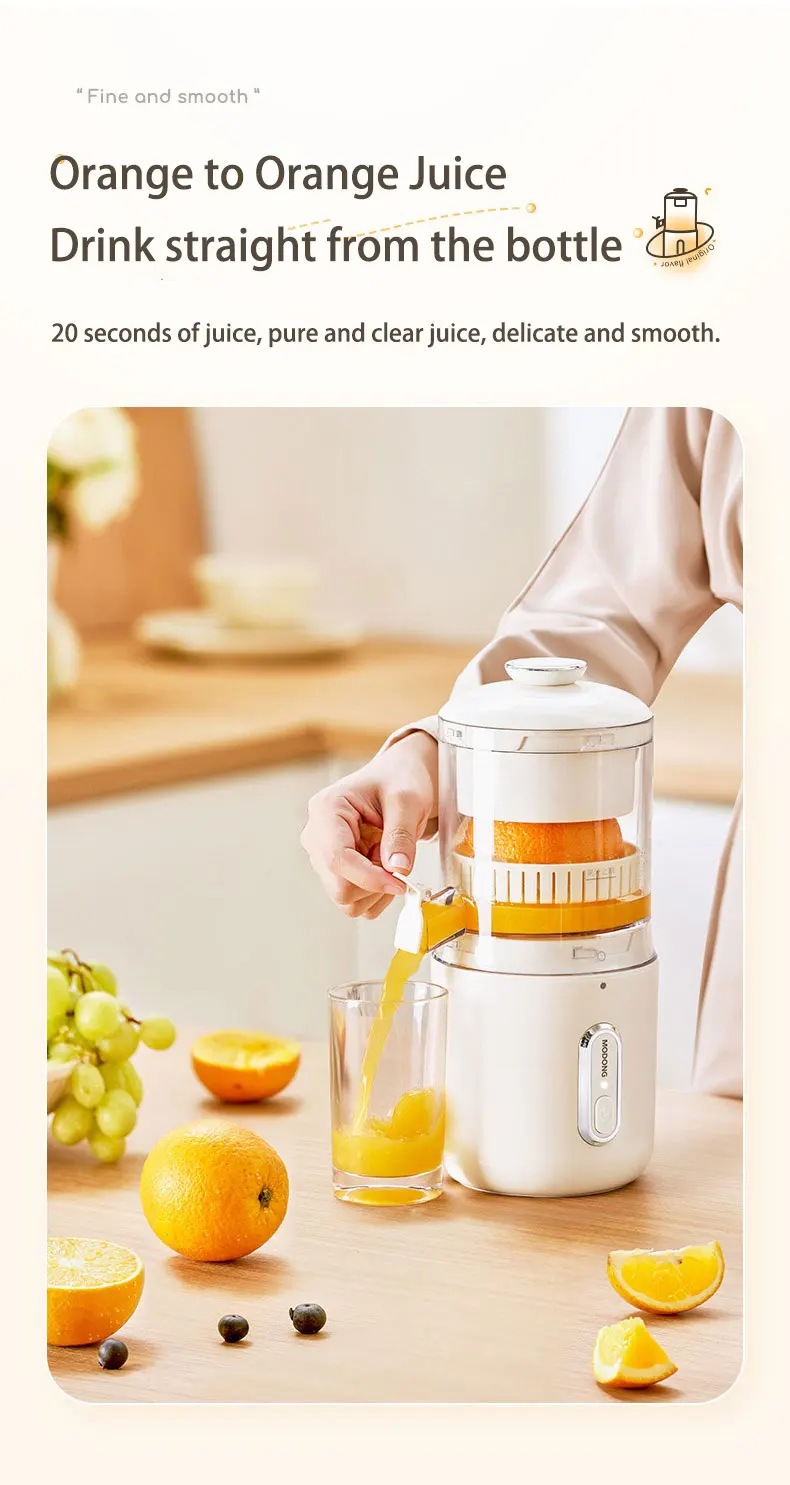 Home Travel 1500mAh Rechargeable Juicer For Lemon Orange Citrus 45W  Wireless Blender Automatic Separation Raw Electric Juicer