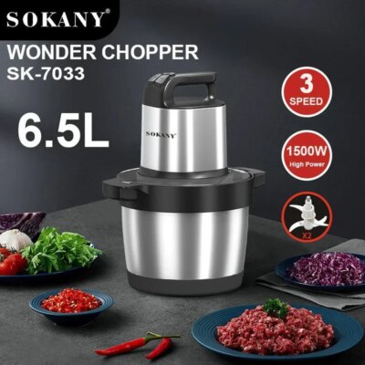 Houselin Meat Grinder Electric, Food Processor 6.5L Stainless Steel Meat Blender Food Chopper for Meat, Vegetables, Nuts - Image 2