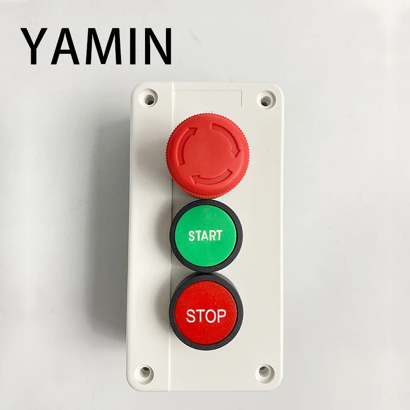 600V 10A OFF-ON-OFF Start Stop NC Emergency Stop NO Red Green Control Electric Circuit Flat Push Button Switch