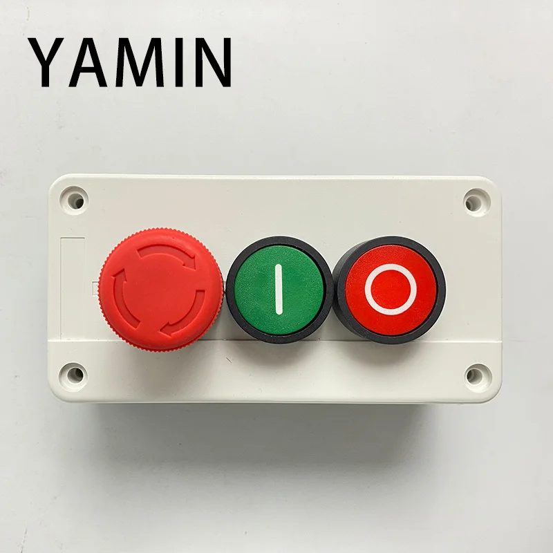 600V 10A OFF-ON-OFF Start Stop NC Emergency Stop NO Red Green Control Electric Circuit Flat Push Button Switch