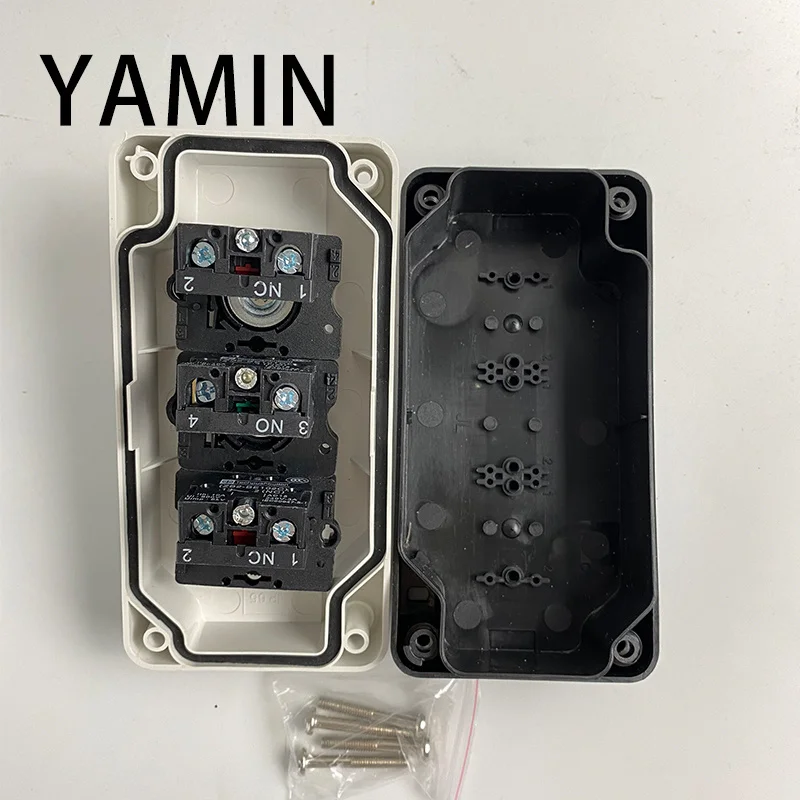 600V 10A OFF-ON-OFF Start Stop NC Emergency Stop NO Red Green Control Electric Circuit Flat Push Button Switch