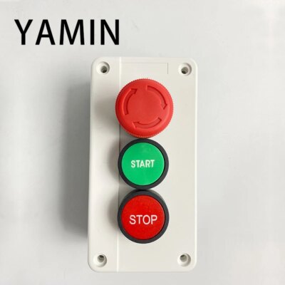600V 10A OFF-ON-OFF Start Stop NC Emergency Stop NO Red Green Control Electric Circuit Flat Push Button Switch - Image 5