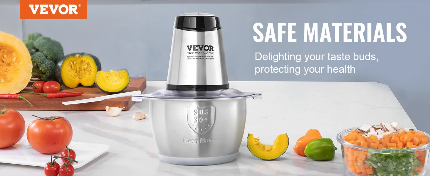 VEVOR Food Processor Electric Meat Grinder with 4-Wing Stainless Steel Blades Stainless Steel Bowl for Baby Food VEVOR Food Processor Electric Meat Grinder with 4-Wing Stainless Steel Blades Stainless Steel Bowl for Baby Food