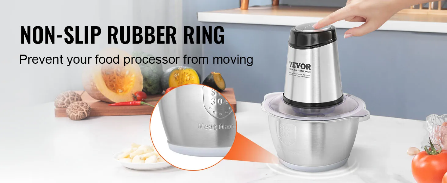 VEVOR Food Processor Electric Meat Grinder with 4-Wing Stainless Steel Blades Stainless Steel Bowl for Baby Food VEVOR Food Processor Electric Meat Grinder with 4-Wing Stainless Steel Blades Stainless Steel Bowl for Baby Food