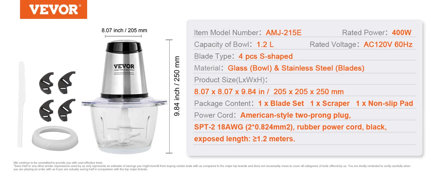 VEVOR Food Processor Electric Meat Grinder with 4-Wing Stainless Steel Blades Stainless Steel Bowl for Baby Food VEVOR Food Processor Electric Meat Grinder with 4-Wing Stainless Steel Blades Stainless Steel Bowl for Baby Food