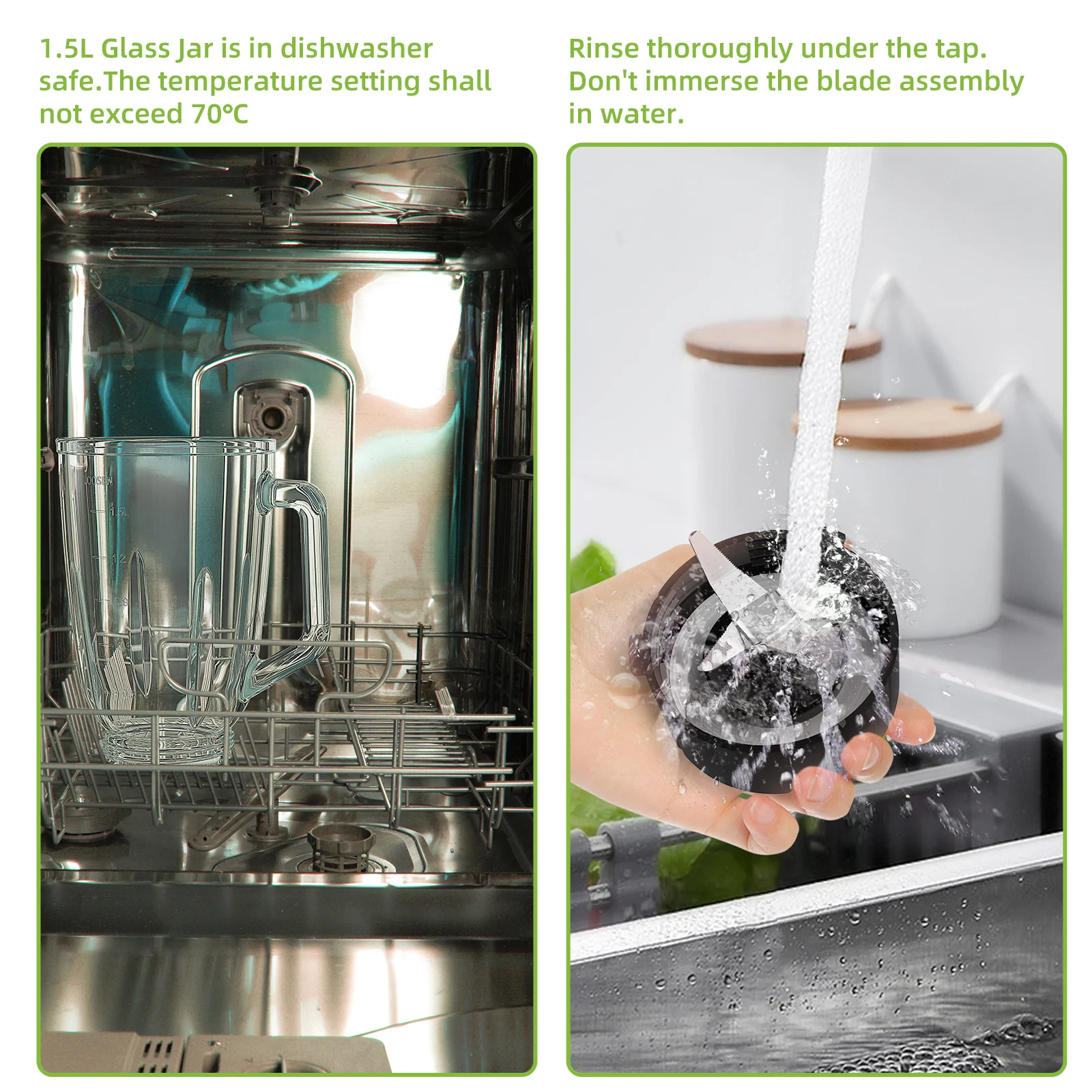BioloMix 1300W Smoothie Blender with 1.5L Glass Jar, Personal Blenders Combo for Frozen Fruit Drinks,  Sauces