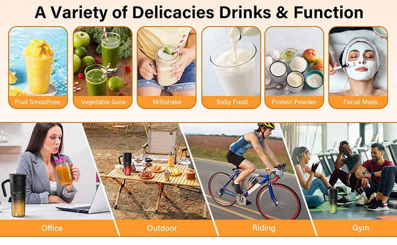 Portable Fruit Juicer 6 sharp Blades Rechargeable Personal Multifunctional Handheld Mini Blender Cup for Shakes and Smoothies Portable Fruit Juicer 6 sharp Blades Rechargeable Personal Multifunctional Handheld Mini Blender Cup for Shakes and Smoothies