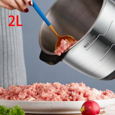 Electric Meat Mincer Grinder Stainless Steel Chopper 2L Food Processor Garlic Mud Maker Blender Large Capacity Kitchen Utensils - Image 2