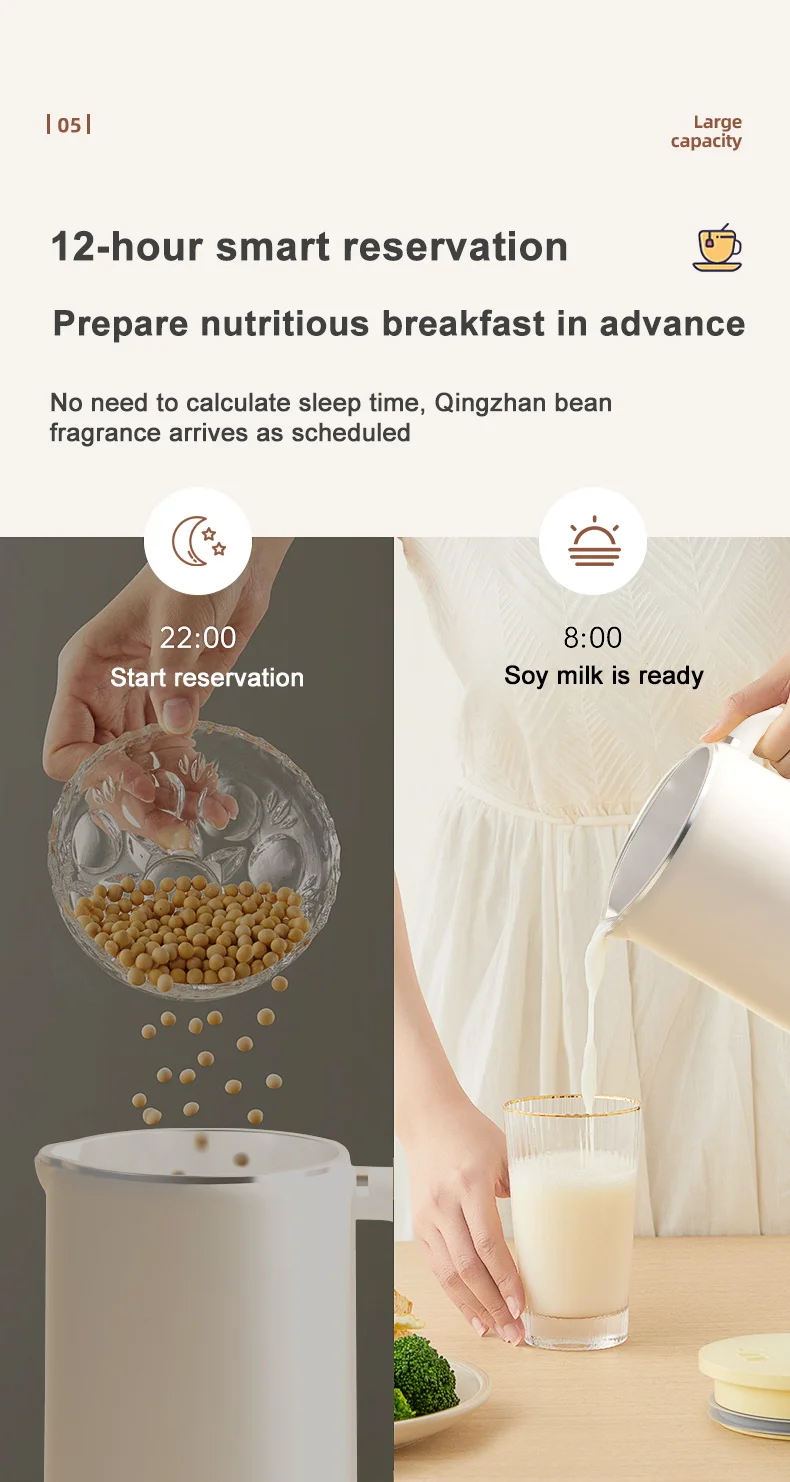 Intelligent Soybean Milk Machine Electric Soybean Filter-free Soy Milk Maker  Mixer Food Blender Maker Rice Paste Maker Kettle