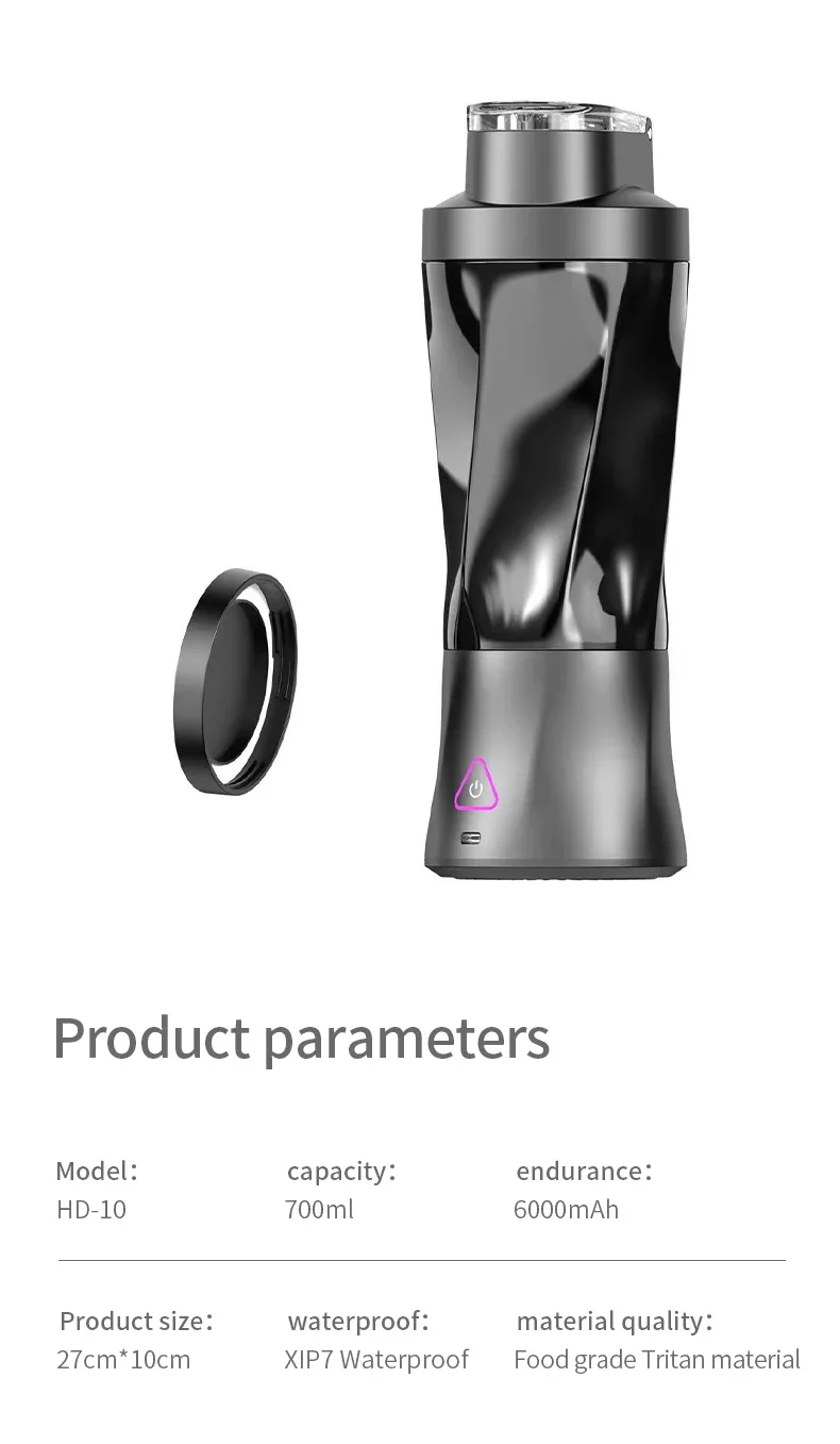 700ml Portable Blender for Shakes and Smoothies Personal Size BPA Free Rechargeable Juicer Cup 360W Powerful Blend for Kitchen