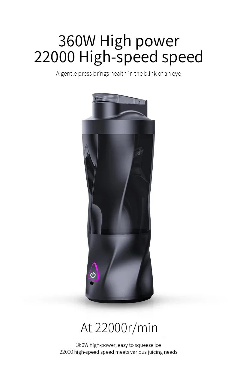 700ml Portable Blender for Shakes and Smoothies Personal Size BPA Free Rechargeable Juicer Cup 360W Powerful Blend for Kitchen