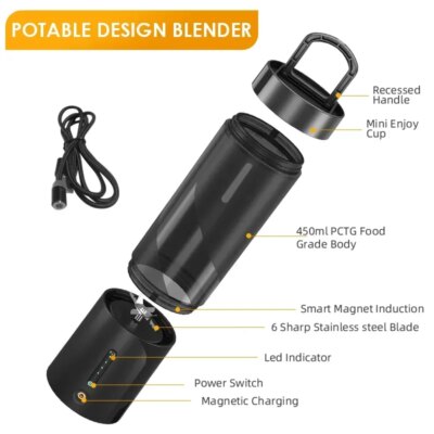Xiaomi Youpin Juicer Cup Portable Mixer Blender Fresh Juice Mixer Electric Wireless Charge Mini Fruit Mixers Juicer Blender New - Image 3