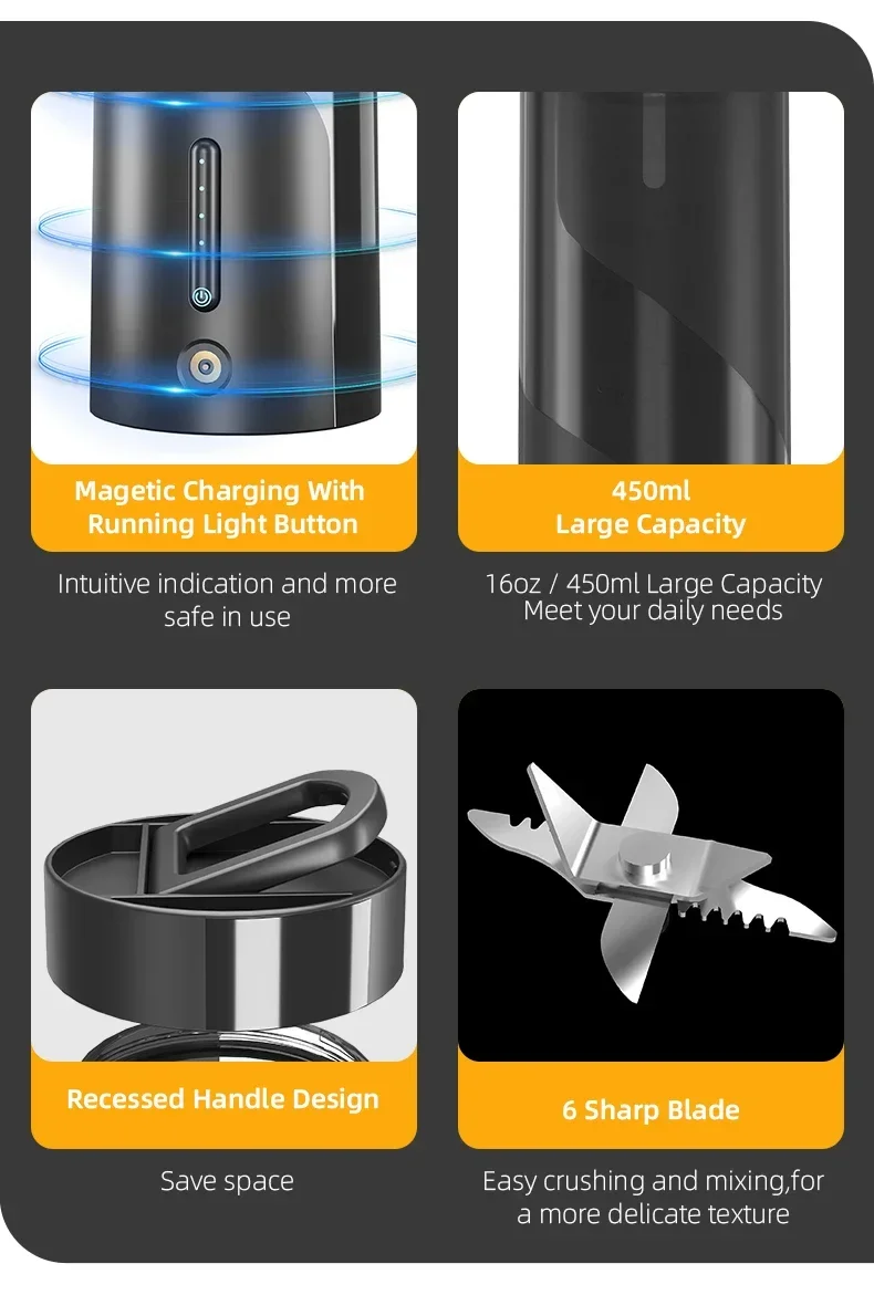 Xiaomi Youpin Juicer Cup Portable Mixer Blender Fresh Juice Mixer Electric Wireless Charge Mini Fruit Mixers Juicer Blender New