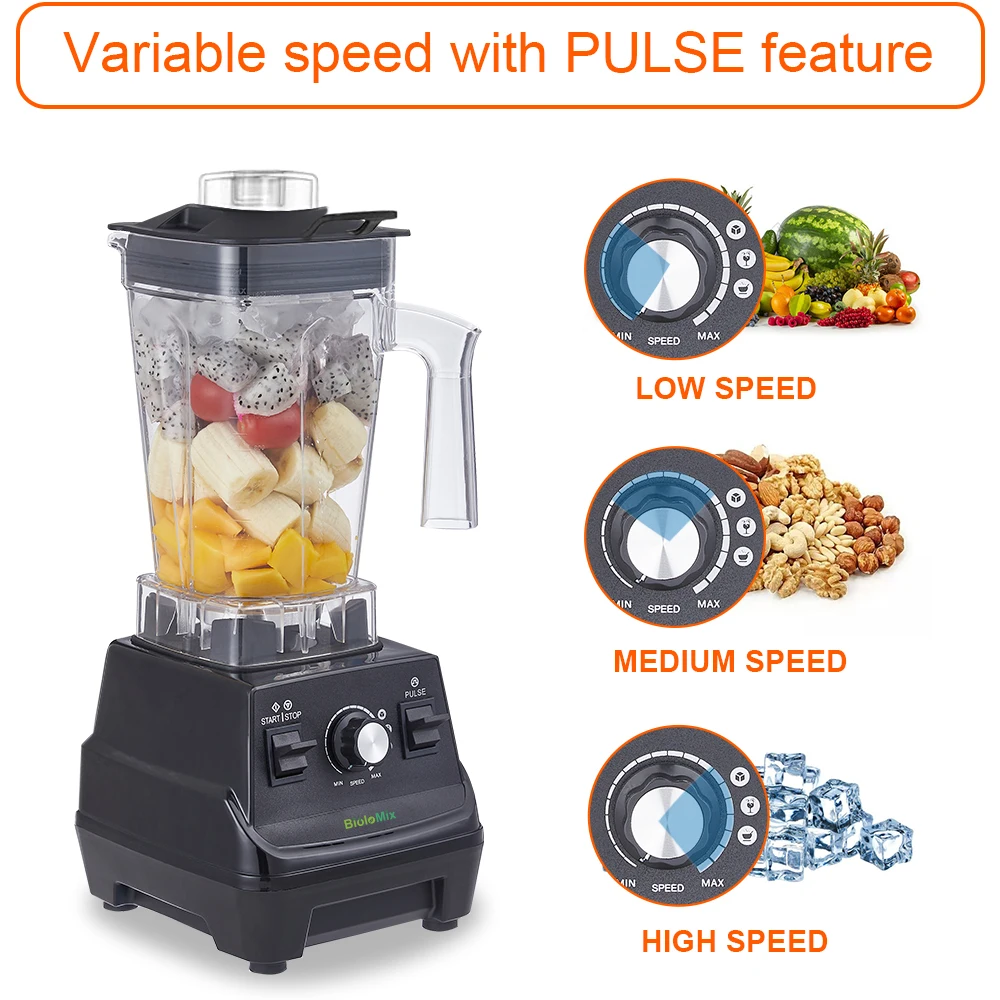BioloMix 1800W  Mini Pro Professional-Grade Smoothie Blender, 1.8L Container, Black/RED, Self-Cleaning