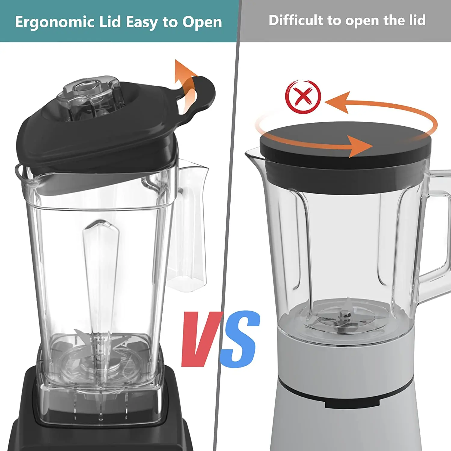 BioloMix 1800W  Mini Pro Professional-Grade Smoothie Blender, 1.8L Container, Black/RED, Self-Cleaning