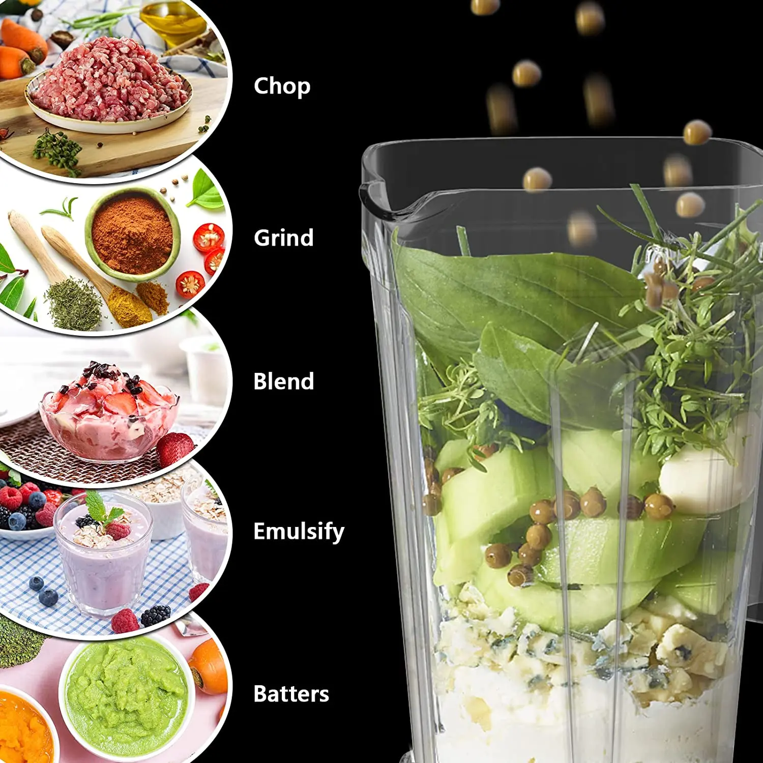 BioloMix 1800W  Mini Pro Professional-Grade Smoothie Blender, 1.8L Container, Black/RED, Self-Cleaning