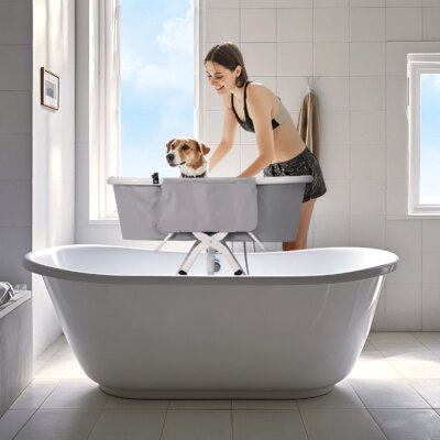Household Foldable Dog and Cat Bath Basin Adjustable Height Pet Bath Tub Available Indoors and Outdoors Portable Dog Bath - Image 6