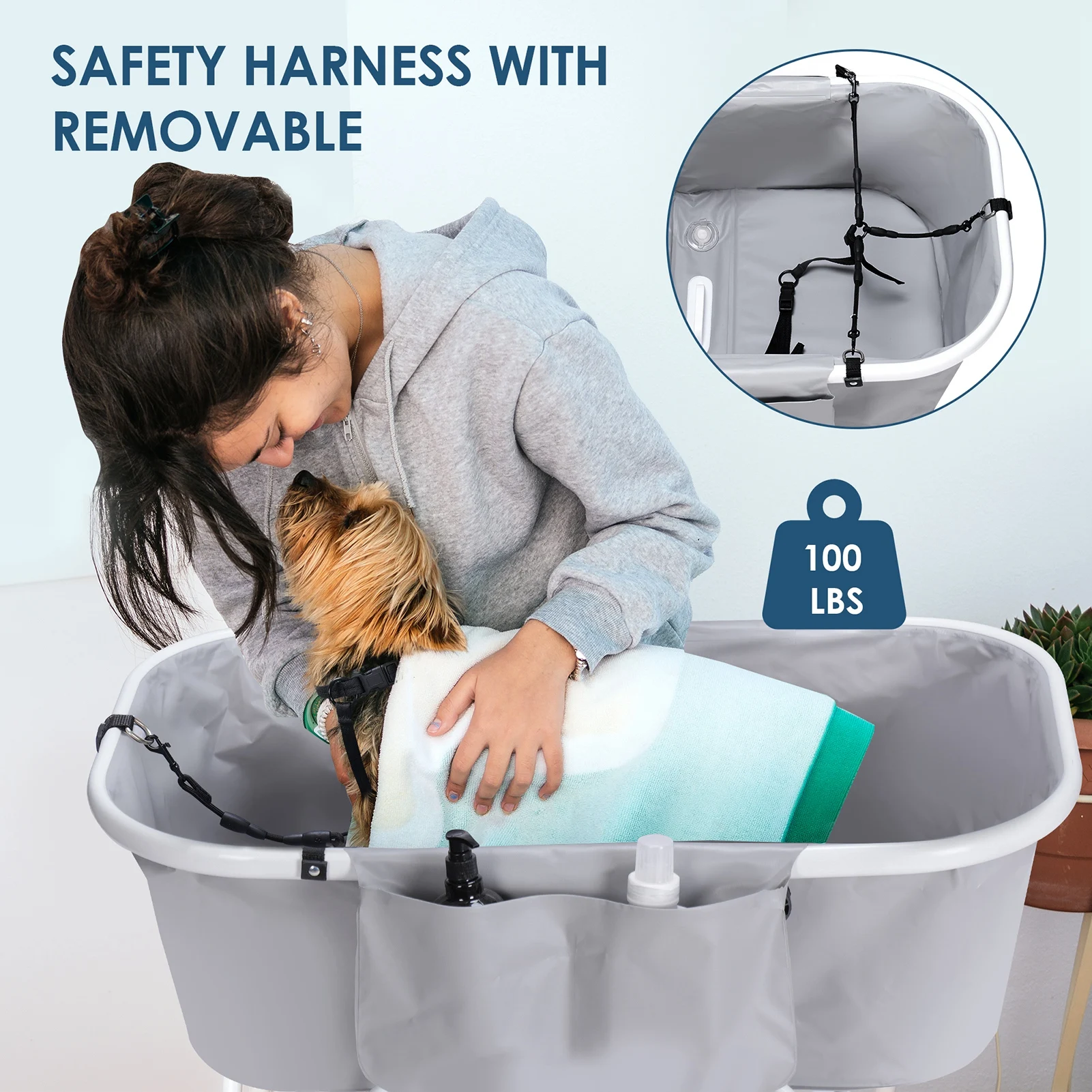 Household Foldable Dog and Cat Bath Basin Adjustable Height Pet Bath Tub Available Indoors and Outdoors Portable Dog Bath