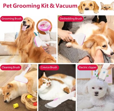 Pet Grooming Vacuum, Dog Hair Vacuum Groomer, Multi-Functional Pet Grooming Kits Dog Hair Vacuum For Dogs, Cats & More - Image 6