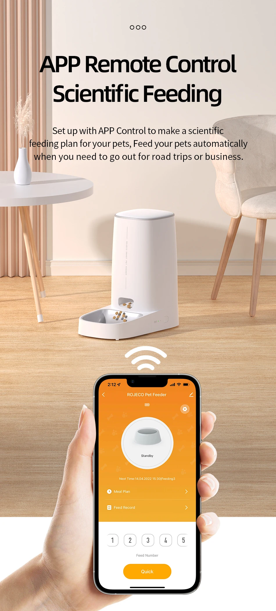 ROJECO Automatic Cat Feeder Pet Smart WiFi Cat Food Kibble Dispenser Remote Control Auto Feeder For Cat Dog Dry Food Accessories ROJECO Automatic Cat Feeder Pet Smart WiFi Cat Food Kibble Dispenser Remote Control Auto Feeder For Cat Dog Dry Food Accessories