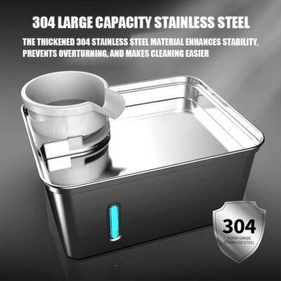 8L pet water fountain stainless steel automatic filter pet dispenser with LED light silent pump fountain for cat and dog drinkin - Image 5