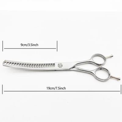 Dog Grooming Scissors Japan Stainless 7" Professional Pet Scissors Curved Chunker Scissors for Groomer Bend Down Thinning Shears - Image 6