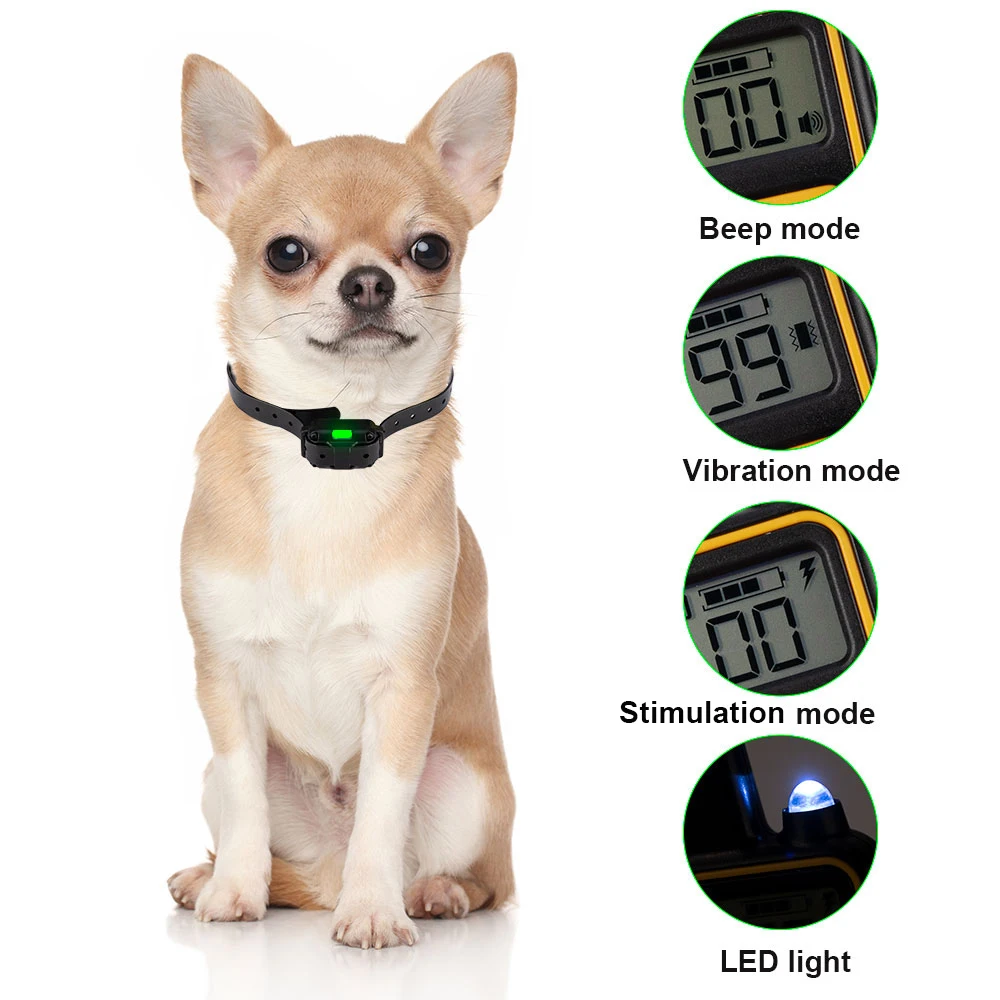Electric Dog Training Collar Waterproof Dog Bark Collar Pet With Remote Control Rechargeable Anti Barking Device All Dogs Size