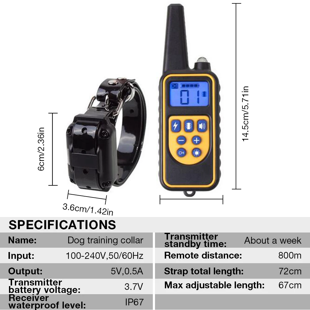 Electric Dog Training Collar Waterproof Dog Bark Collar Pet With Remote Control Rechargeable Anti Barking Device All Dogs Size