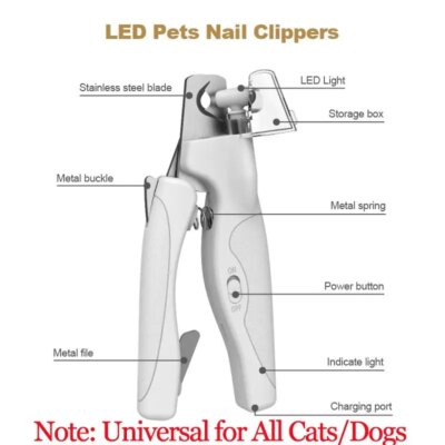 Pet Nail Clipper with LED Light Dog Cat Special Blood Line Scissors Multifunction Nail Trimmer Pet Cleaning Grooming Supplies - Image 6