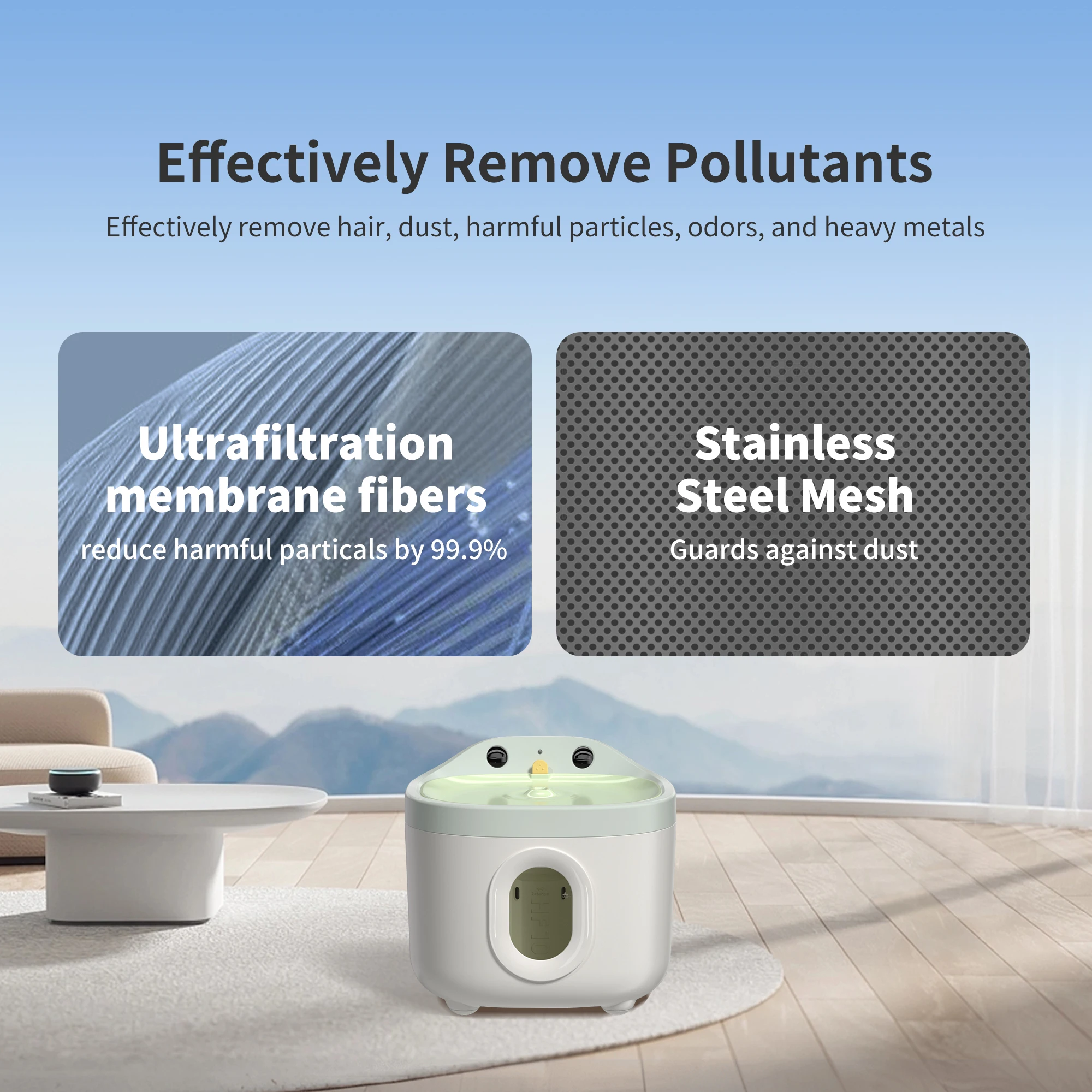 Ultrafiltration Filter Pet Water Fountain for Cat, Cordless Pet Water Feeder powered by Rechargeable Battery Automatic Cat Water