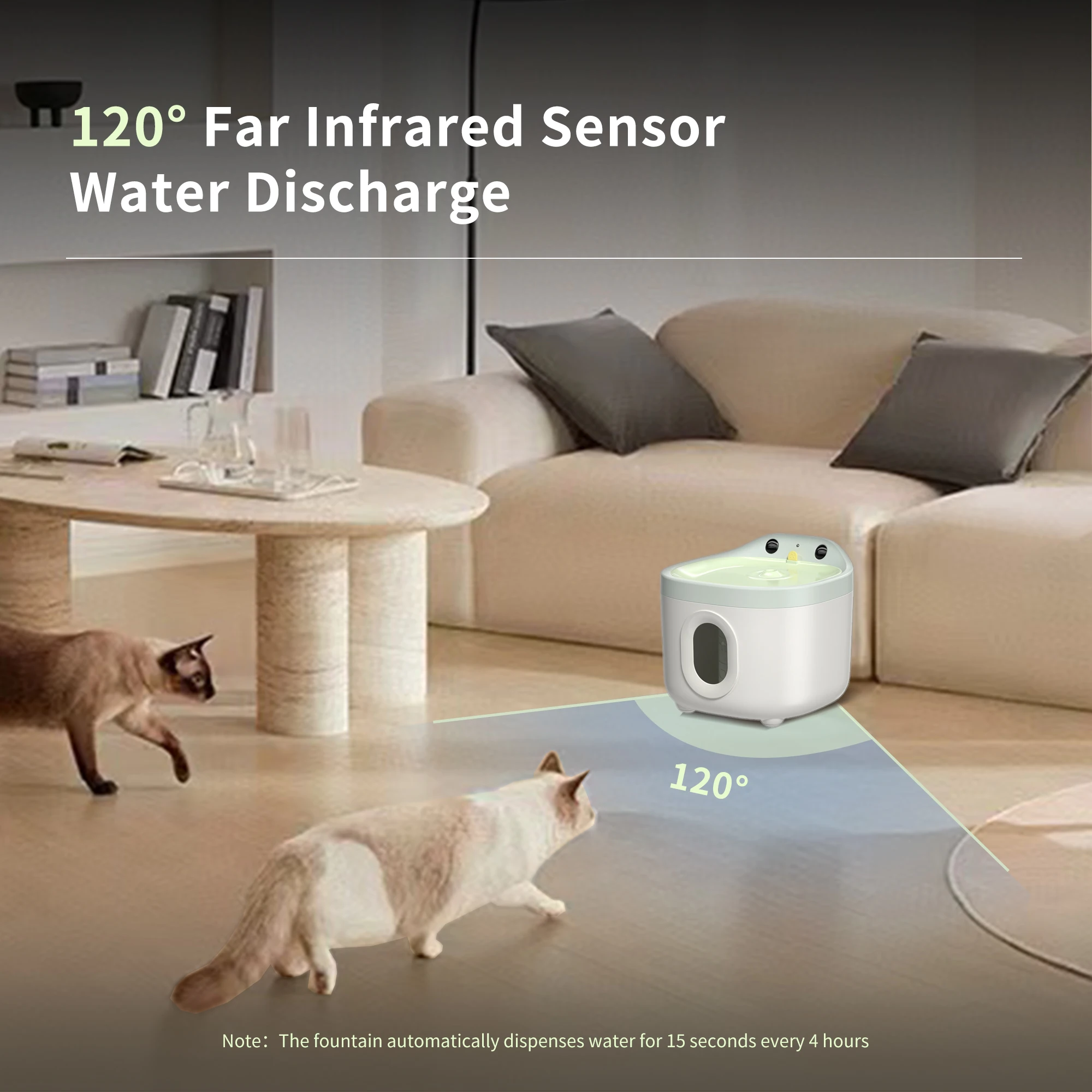 Ultrafiltration Filter Pet Water Fountain for Cat, Cordless Pet Water Feeder powered by Rechargeable Battery Automatic Cat Water