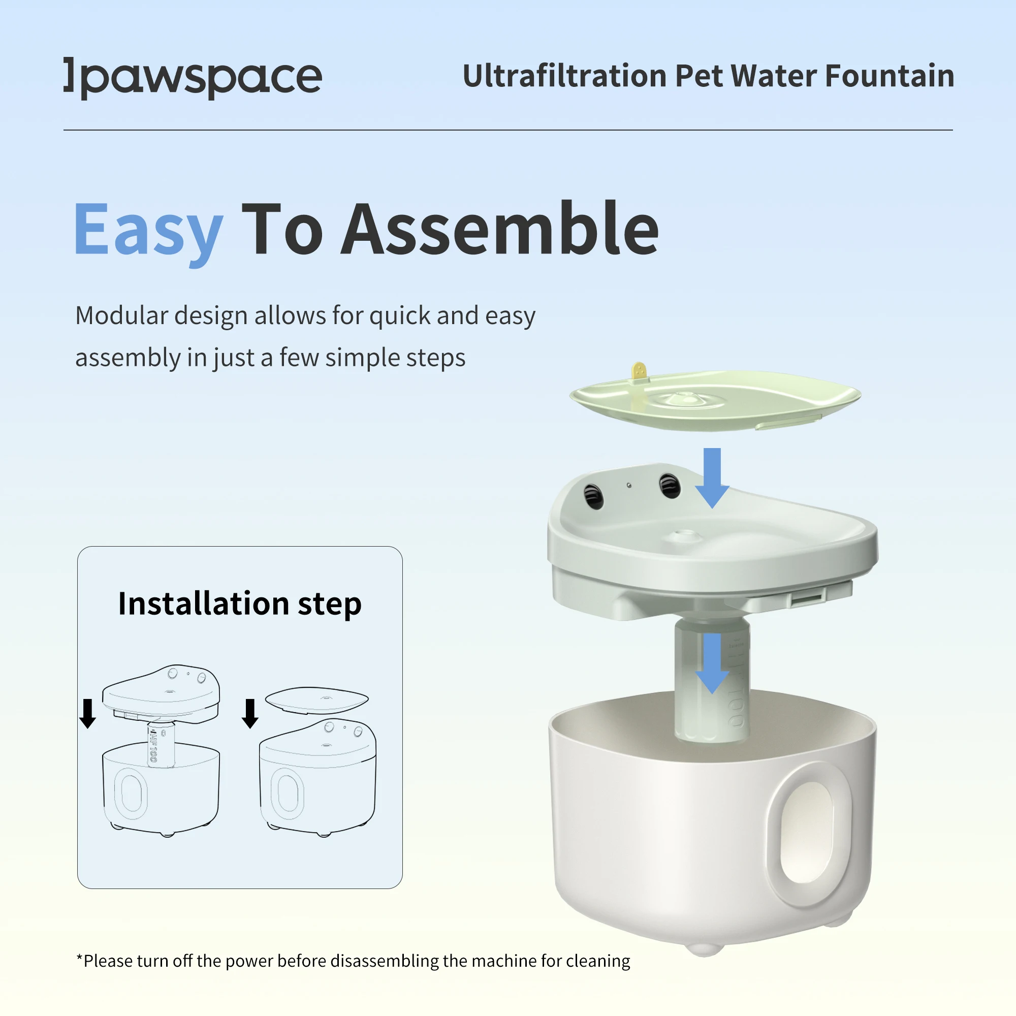 Ultrafiltration Filter Pet Water Fountain for Cat, Cordless Pet Water Feeder powered by Rechargeable Battery Automatic Cat Water