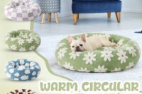 Sky Clouds Small Dog Kennel Cute Dog Bed For Pet Washable Puppy Beds Cozy Rectangle Orthopedic Pet Sofa Shaggy Plush Slip Bottom