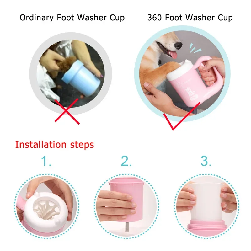 Outdoor Portable Pet Dog Paw Cleaner Cup Soft Silicone Foot Washer Clean Dog Paws One Click Manual Quick Feet Wash Cleaner