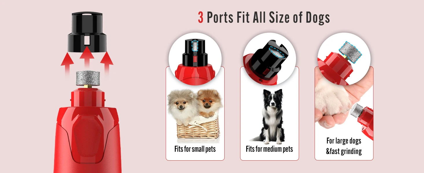 Dog Nail Grinder Dustproof with 2 LED Light - Super Quiet Powerful 6-Speed Nail Trimmer File for Small Medium Large Dogs dog acc