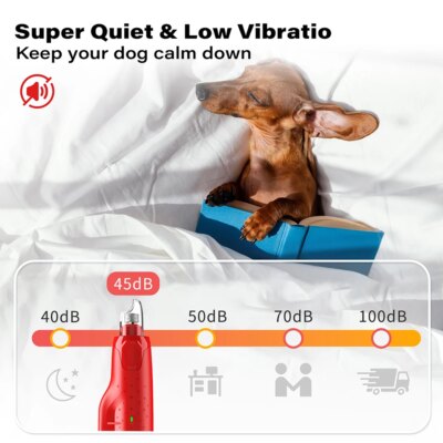 Dog Nail Grinder Dustproof with 2 LED Light - Super Quiet Powerful 6-Speed Nail Trimmer File for Small Medium Large Dogs dog acc - Image 5
