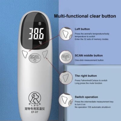 Pet Dog Cat Ear Digital Thermometer Animal Thermometers For Cats Animal Measuring Non-Contact Electronic For Home and Clinic Use - Image 6