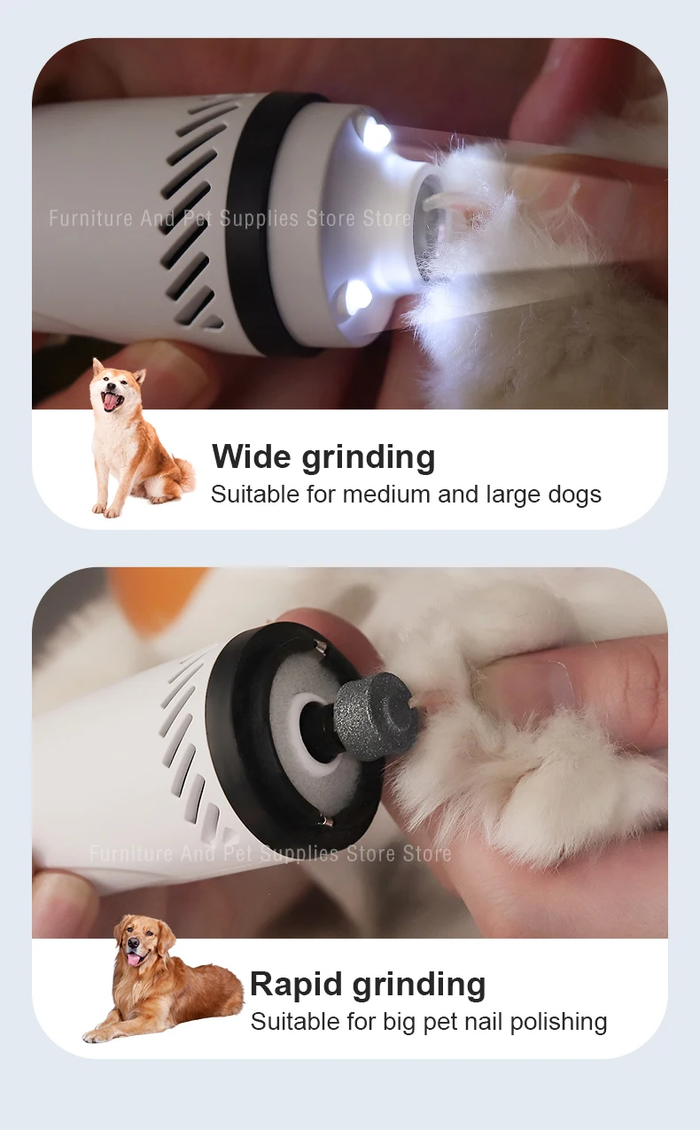 Electric Dog Nail Clippers for Dog Nail Grinders Rechargeable USB Charging LED Light Pet Quiet Cat Paws Nail Grooming Supplies