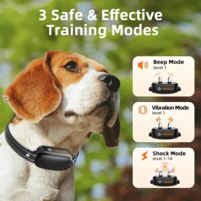ROJECO Electric Dog Training Collar Digital Rechargeable Remote Control IPX7 Waterproof Vibrator Pet Dog Bark Stop Shock Collar - Image 2