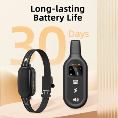 ROJECO Electric Dog Training Collar Digital Rechargeable Remote Control IPX7 Waterproof Vibrator Pet Dog Bark Stop Shock Collar - Image 4