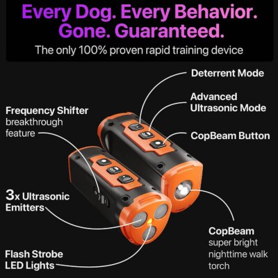Pet Dog Repeller Ultrasonic Dog Training Device Rechargeable Anti Dog Bark Deterrent Device With LED Flashlight - Image 5