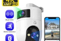 JOOAN 4K Outdoor WiFi Surveillance Camera Dual Lens External 5G Wifi IP Cameras Auto Tracking Security PTZ Cam CCTV Audio Video