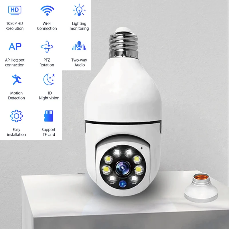 Wifi IP E27 Bulb Surveillance Camera Night Vision Wireless Home Camera CCTV Video Security Protection Baby Mini Cam